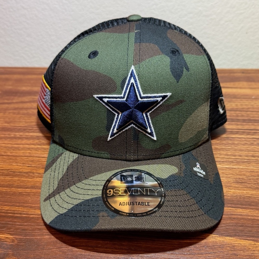 New Era Dallas Cowboys 9SEVENTY SALUTE TO SERVICE Snapback Camo Trucker Hat RARE